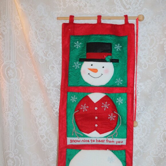 Snowman Christmas Card holder 27 inches long with 2 slots for cards - Picture 1 of 6